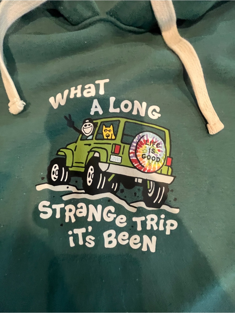 Life Is Good Green Pullover Hoodie with Graphic - Picture 3 of 7